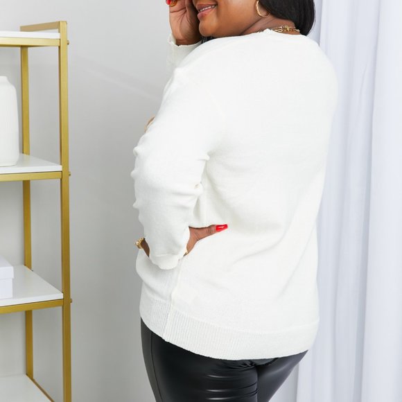 WIFEY Graphic Pullover Sweater in White S-3X - Picture 5 of 6